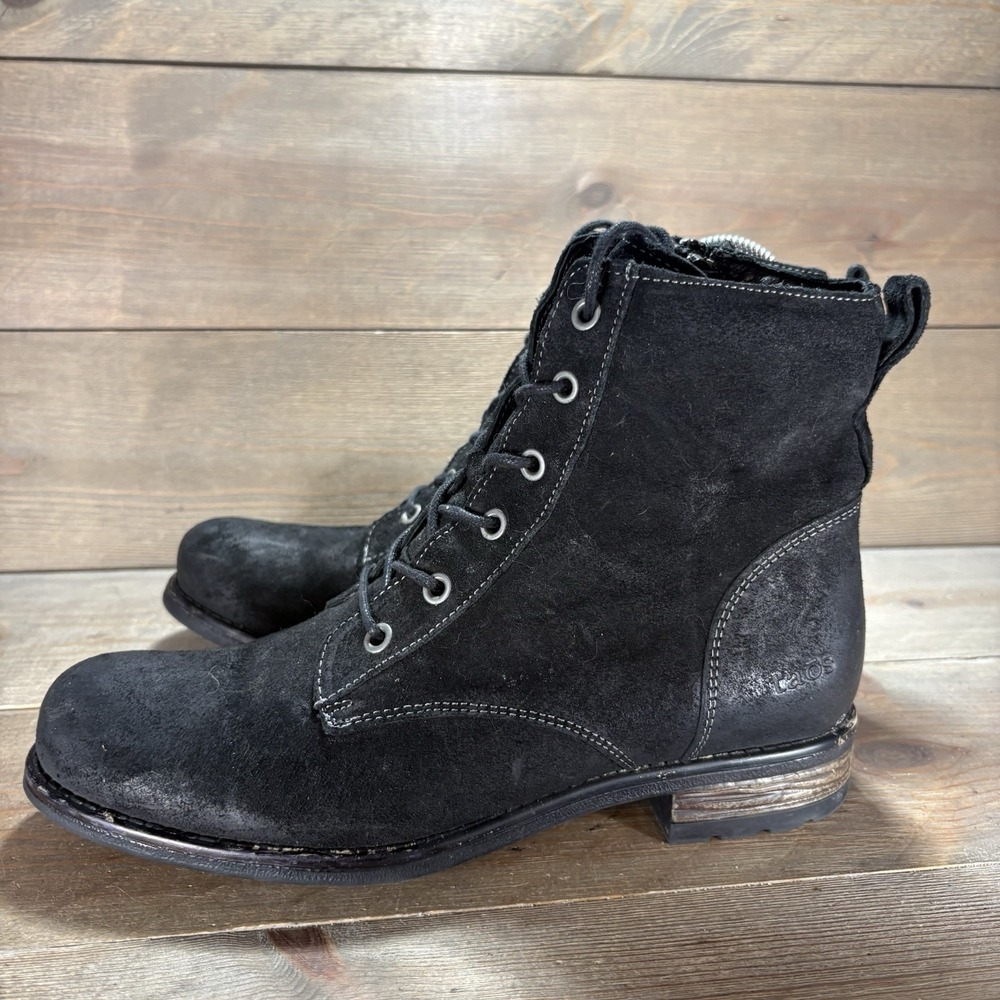 taos boot camp womens size 40 shoes black suede heel combat boots